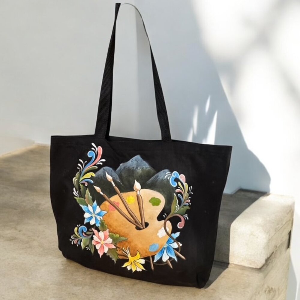 Hand Painted Canvas Artist Tote Bag